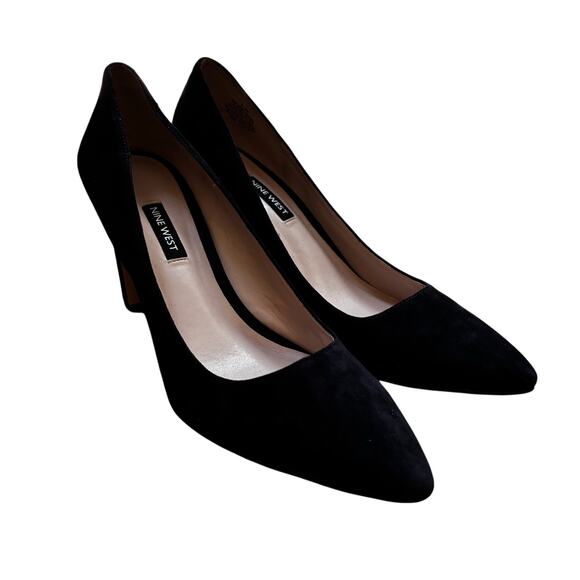 Nine West Joeysgirl black suede high heel pumps block heel shoes US size 9.5M - Picture 11 of 11